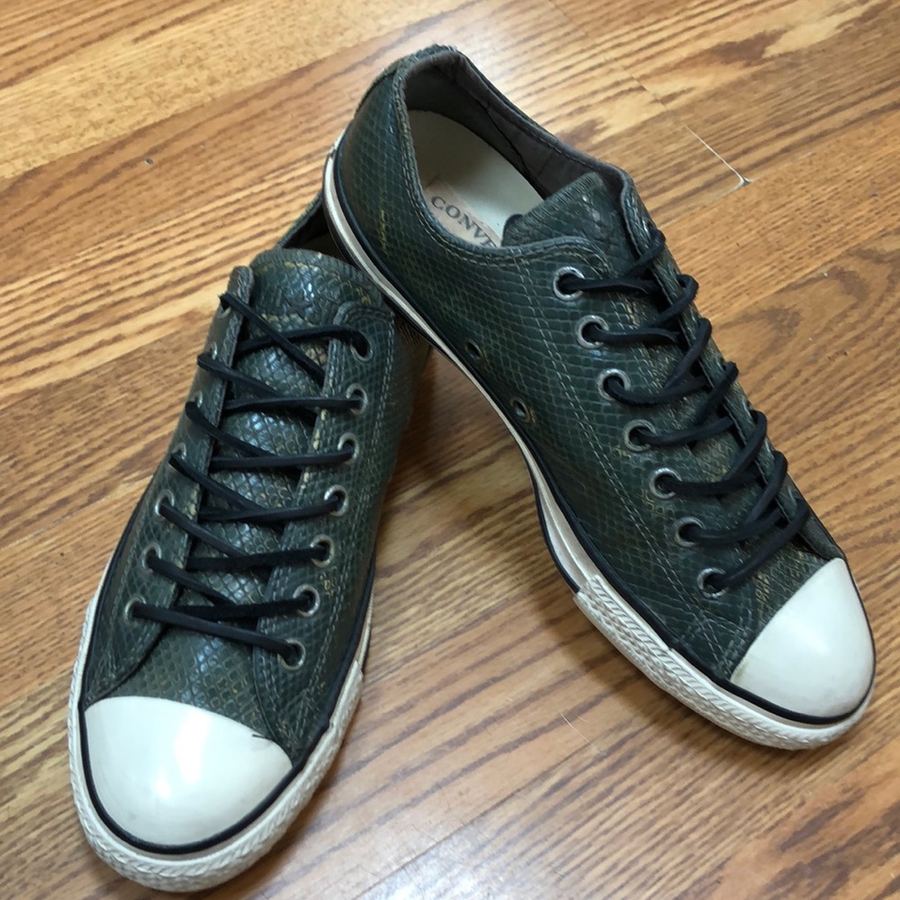 Converse Green Snake Print Leather Sneakers